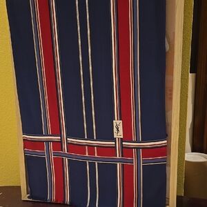 YSL Striped Scarf in Red and Blue